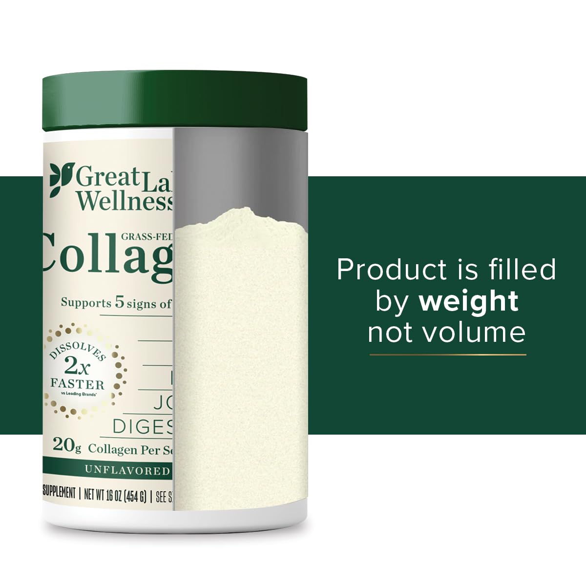 Great Lakes Wellness Collagen Peptides Powder for Skin, Hair, Nails, Joints & Digestion - Unflavored - Quick Dissolve Hydrolyzed, Non-GMO, Keto, Kosher - 16oz