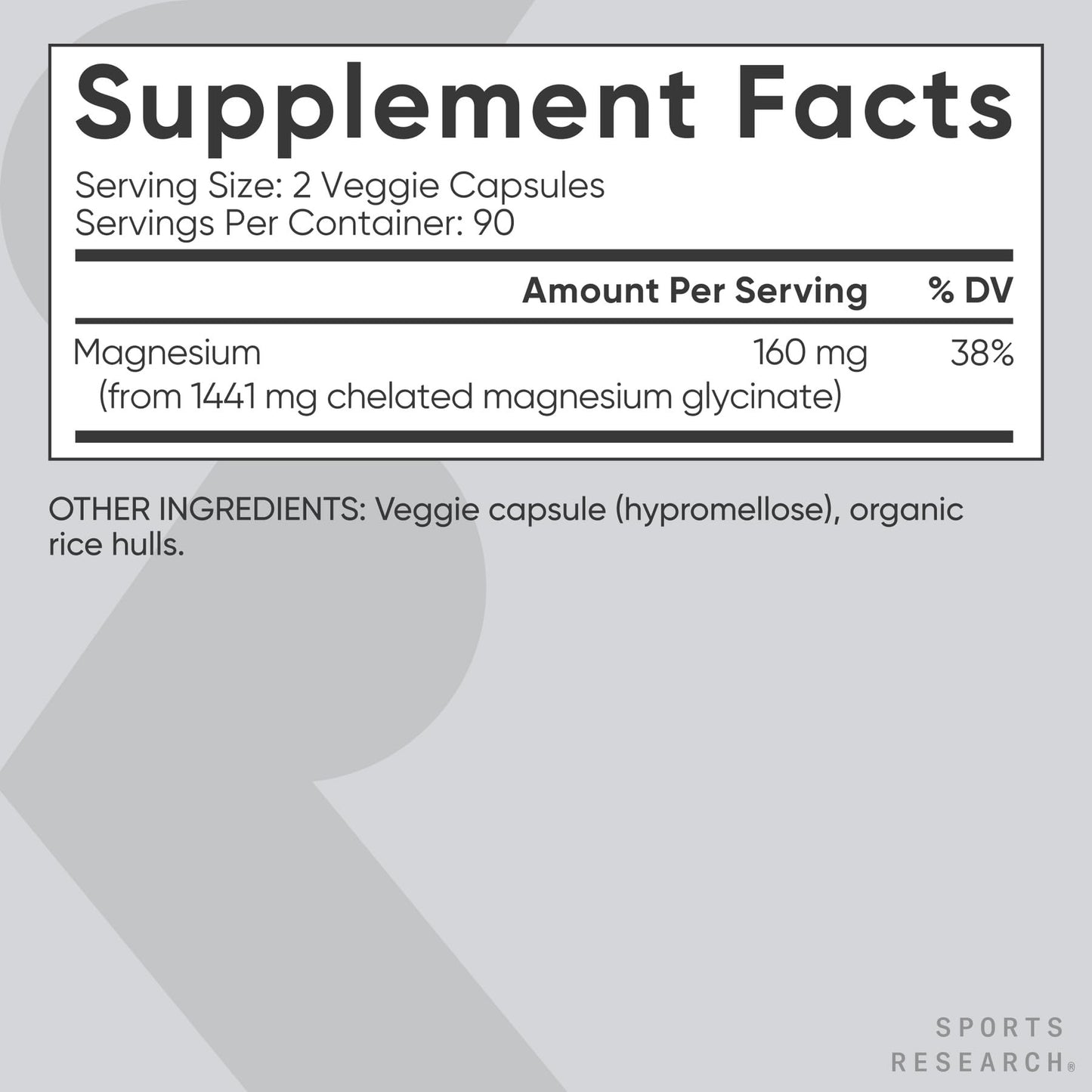 Sports Research® Magnesium Glycinate - Supports Restful Sleep & Enzymatic Processes - 160 mg Chelated Magnesium - Vegan Capsule - 90 Count - Nirvana Guru