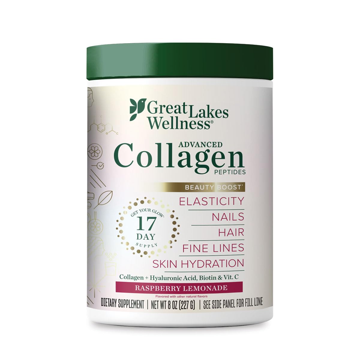 Great Lakes Wellness Collagen Peptides Powder for Skin, Hair, Nails, Joints & Digestion - Unflavored - Quick Dissolve Hydrolyzed, Non-GMO, Keto, Kosher - 16oz