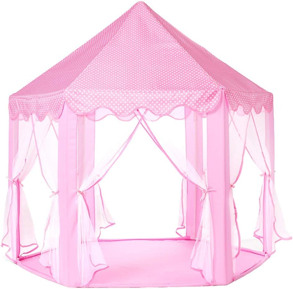 Monobeach Princess Tent Girls Large Playhouse Kids Castle Play Tent with Star Lights Toy for Children Indoor and Outdoor Games, 55'' x 53'' (DxH) Nirvana Guru