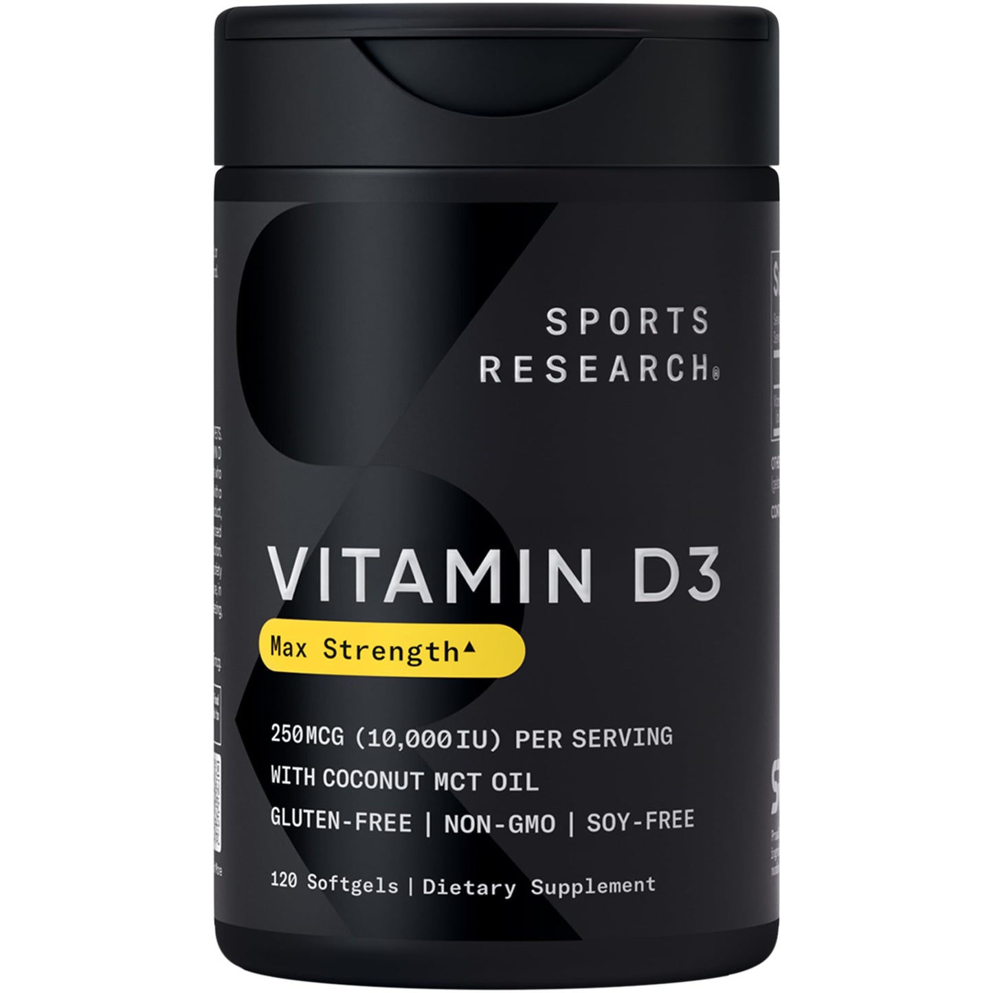 Sports Research Vitamin D3 5000iu (125mcg) with Coconut Oil ~ High Potency Vitamin D for Immune & Bone Support ~ Non-GMO Verified, Gluten & Soy Free (360 Mini-Liquid Softgels) - Nirvana Guru