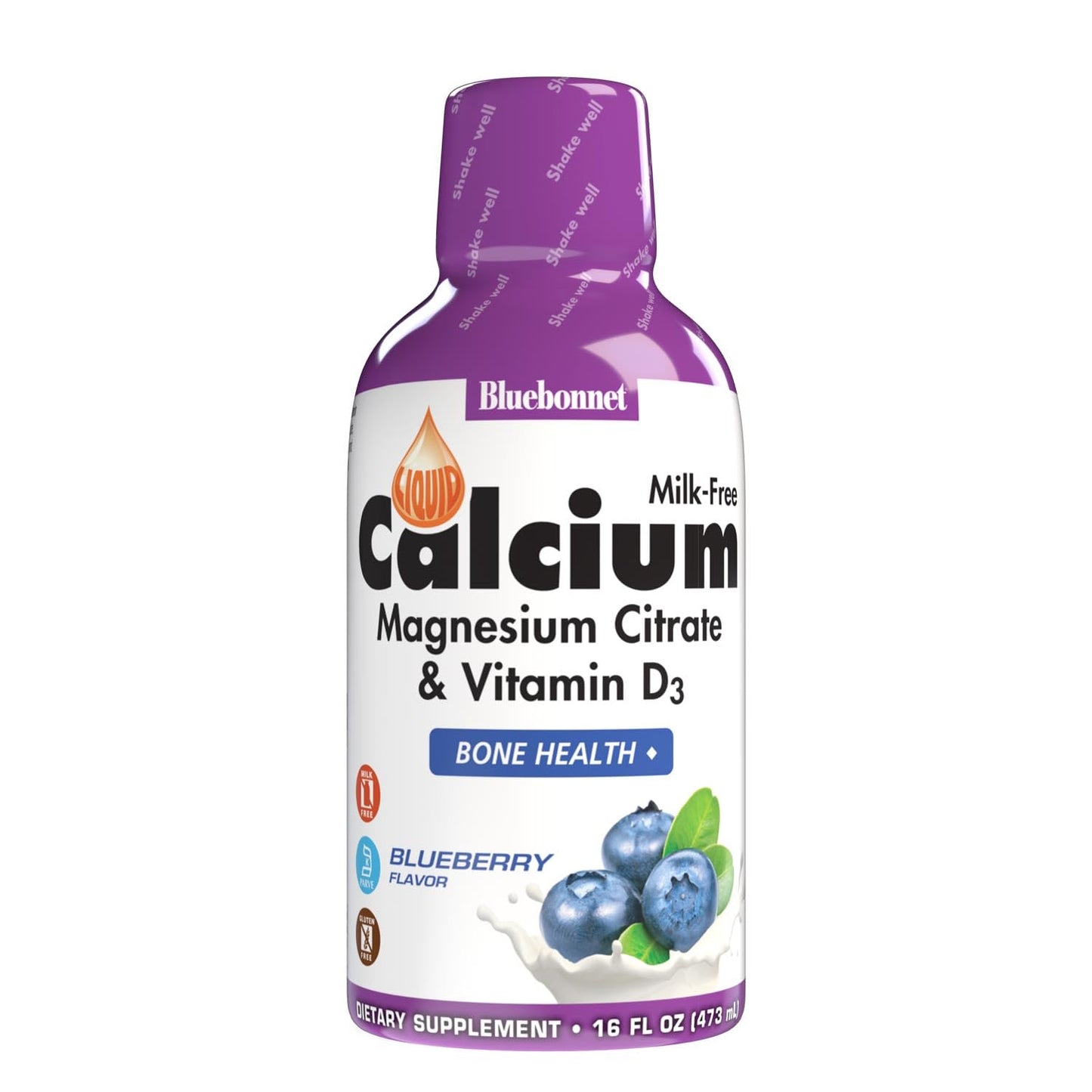 Bluebonnet Nutrition Liquid Calcium Citrate, Magnesium, Vitamin D3, Bone Health, Gluten Free, Soy Free, Milk Free, Kosher, 16 fl oz, 32 Servings, Mixed Berry Flavor Nirvana Guru