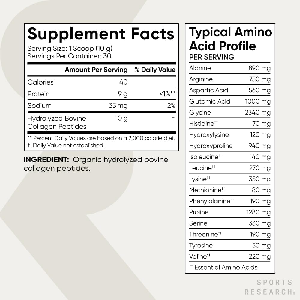 Sports Research Organic Collagen Peptides Unflavored - Nirvana Guru