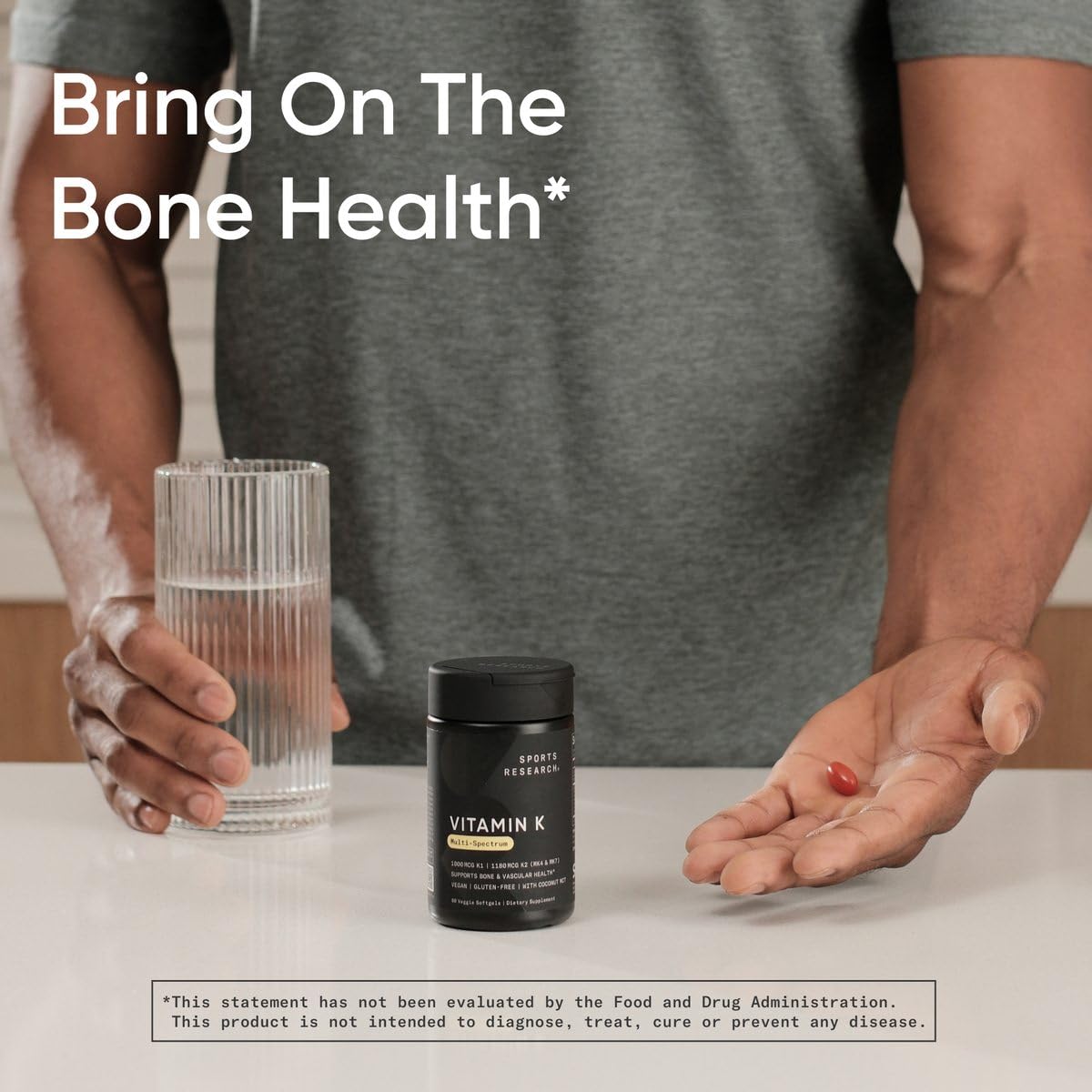 Sports Research Vitamin K2 as MK7 with Organic Coconut MCT Oil | Non-GMO Verified, Vegan Certified (60 Veggie-Softgels) - Nirvana Guru