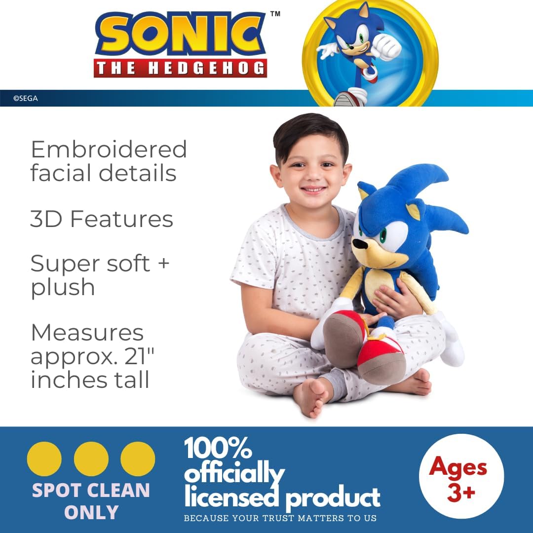 Franco Sonic The Hedgehog Anime Kids Bedding Super Soft Plush Cuddle Pillow Buddy, One Size, (Officially Licensed Product) Nirvana Guru