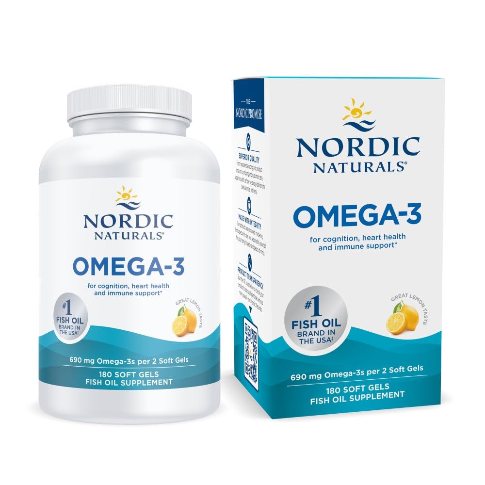 Nordic Naturals Omega-3, Lemon Flavor - 90 Soft Gels - 690 mg Omega-3 - Fish Oil - EPA & DHA - Immune Support, Brain & Heart Health, Optimal Wellness - Non-GMO - 45 Servings - Nirvana Guru