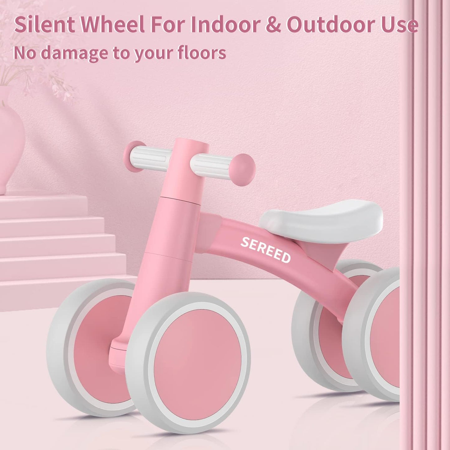 SEREED Baby Balance Bike for 1 Year Old Boys Girls 12-24 Month Toddler Balance Bike, 4 Wheels Toddler First Bike, First Birthday Gifts Nirvana Guru