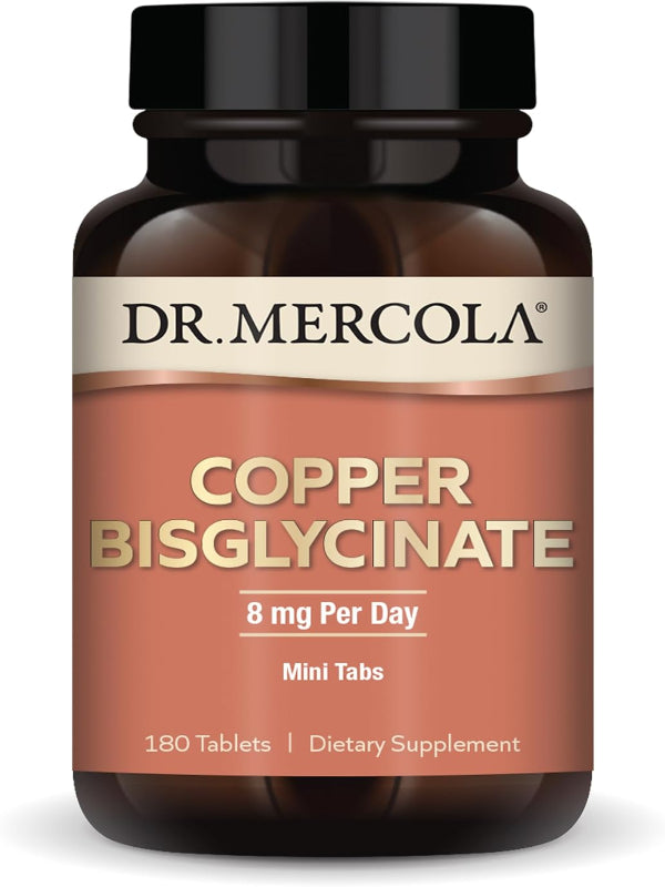 Dr. Mercola Copper Bisglycinate, 90 Servings (180 Tablets), Dietary Supplements, 8 mg Per Day, Mini Tabs, Supports Overall Health, Non GMO Nirvana Guru