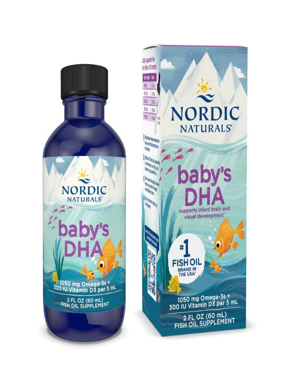 Nordic Naturals Baby’s DHA, Unflavored - 4 oz - 1050 mg Omega-3 + 300 IU Vitamin D3 - Supports Brain, Vision & Nervous System Development in Babies - Non-GMO - Servings May Vary - Nirvana Guru