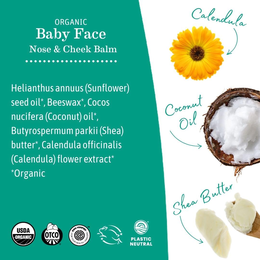 Earth Mama Organic Baby Face Nose & Cheek Balm | Moisturizer with Calendula Oil for Dry Skin Care, Natural Petroleum Jelly Alternative (2-Fluid Ounce) Nirvana Guru