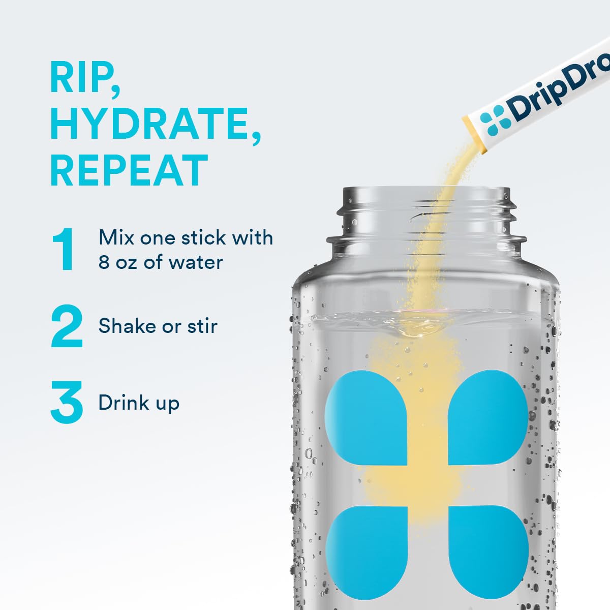 DripDrop Sugar Free Hydration Packets - Zero Classic Variety Pack - Single Serve Electrolytes Powder Drink Mix - Lemon Lime, Watermelon, Peach, Passion Fruit - Non-GMO, Gluten Free, Vegan - 32 Sticks