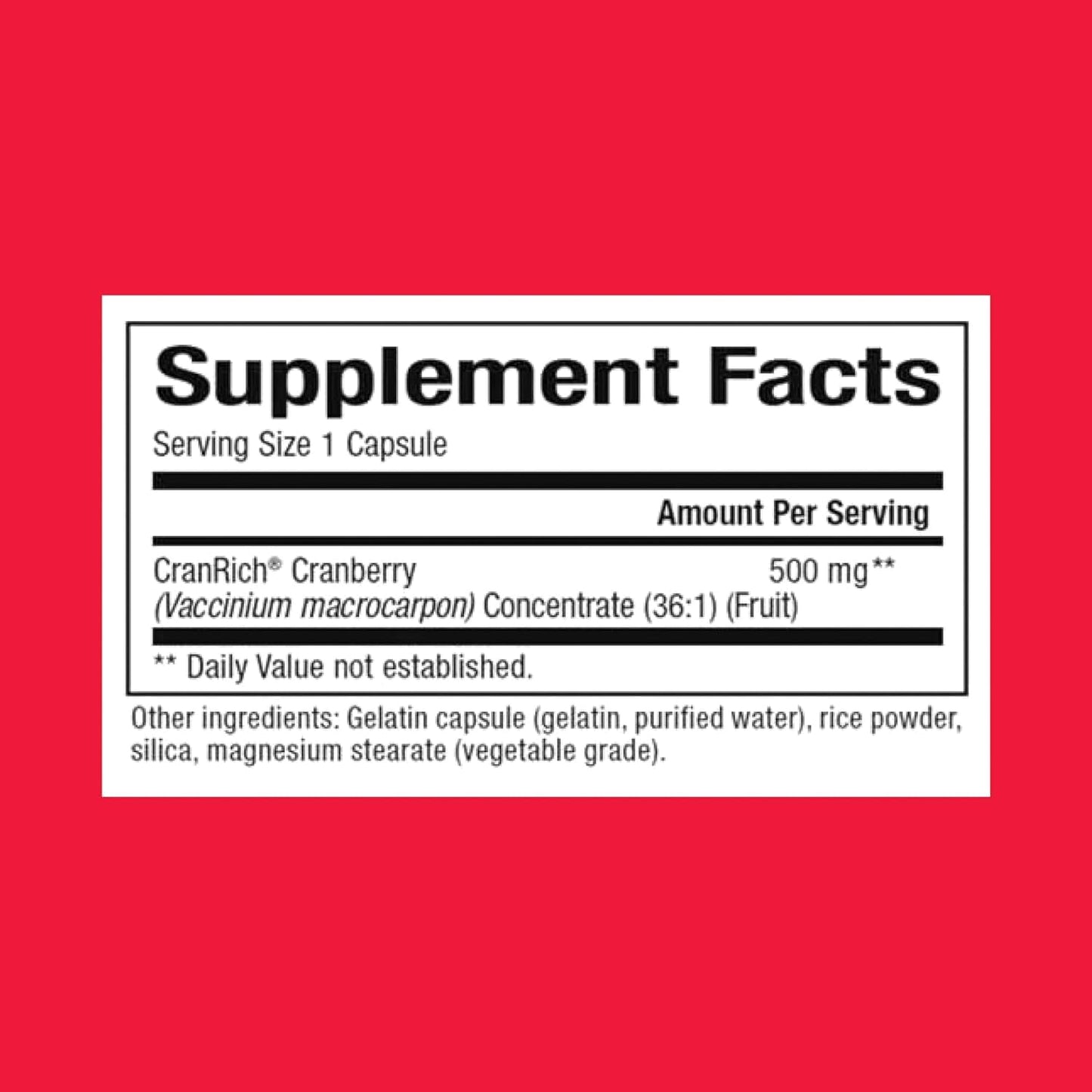 Natural Factors CranRich, Super Strength 36:1 Cranberry Concentrate, 500 mg, Sugar-Free Whole Fruit Cranberry Pills for Urinary Tract Health, 180 Capsules - Nirvana Guru