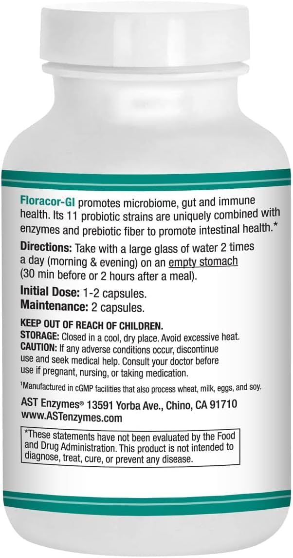 Floracor-GI Candida Cleanse, Probiotic and Enzyme Support Formula 180 Capsules Nirvana Guru