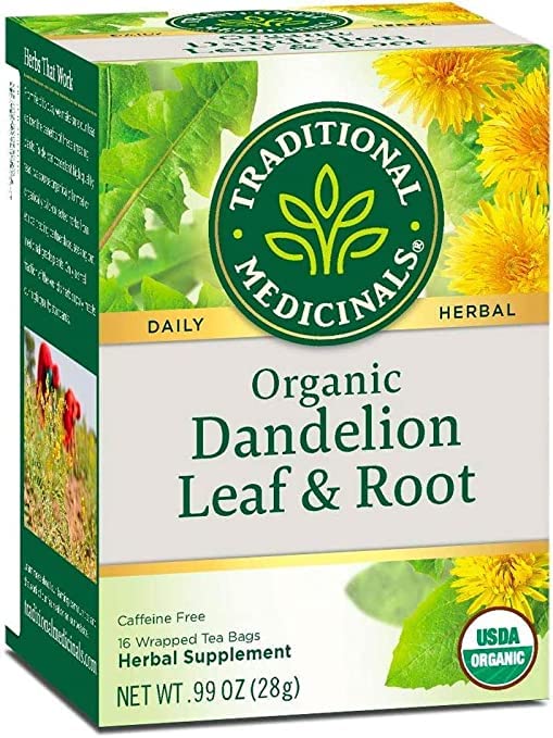 Traditional Medicinals Tea, Organic Roasted Dandelion Root, Supports Kidney Function & Healthy Digestion, 96 Tea Bags (6 Pack) - Nirvana Guru