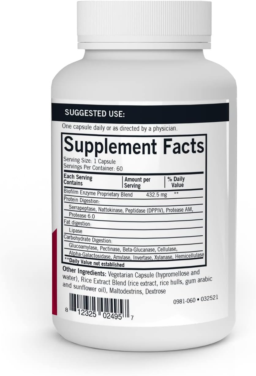 Kirkman - Biofilm Defense Disruptor and Buster - W/Lipase and Glucoamylase - Enzymes for Digestion for Men and Women - Protects Immune System - 60 Supplement Capsules - Nirvana Guru