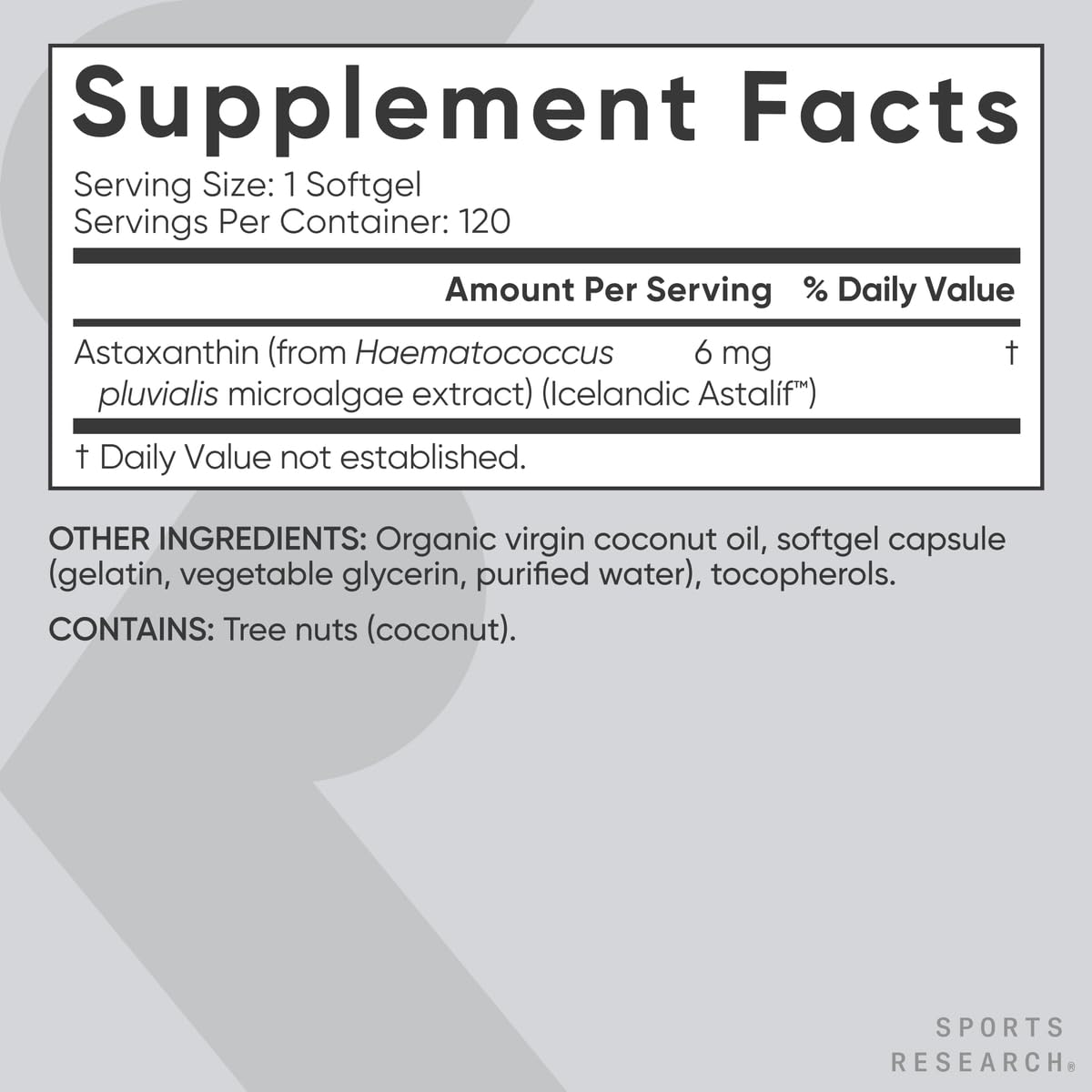 Sports Research Triple Strength Astaxanthin 12mg with Organic Coconut Oil - Antioxidant Supplement, Non-GMO Verified & Gluten Free - 60 Softgels - Nirvana Guru