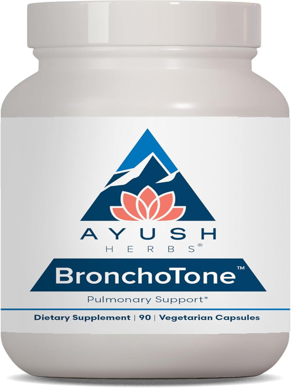 Ayush Herbs Bronchotone - Bronchial Support, Respiratory and Immune-Support Support Supplement for Women & Men, Adults, Pulmonary Care Supplement - 90 Vegetarian Capsules (1 Count) Nirvana Guru