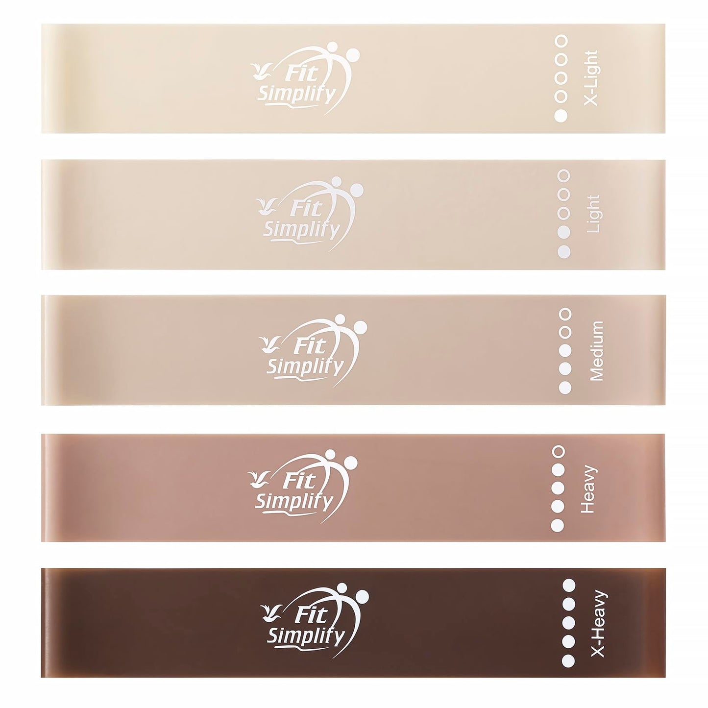 Fit Simplify Resistance Loop Exercise Bands with Instruction Guide and Carry Bag, Set of 5 Nirvana Guru