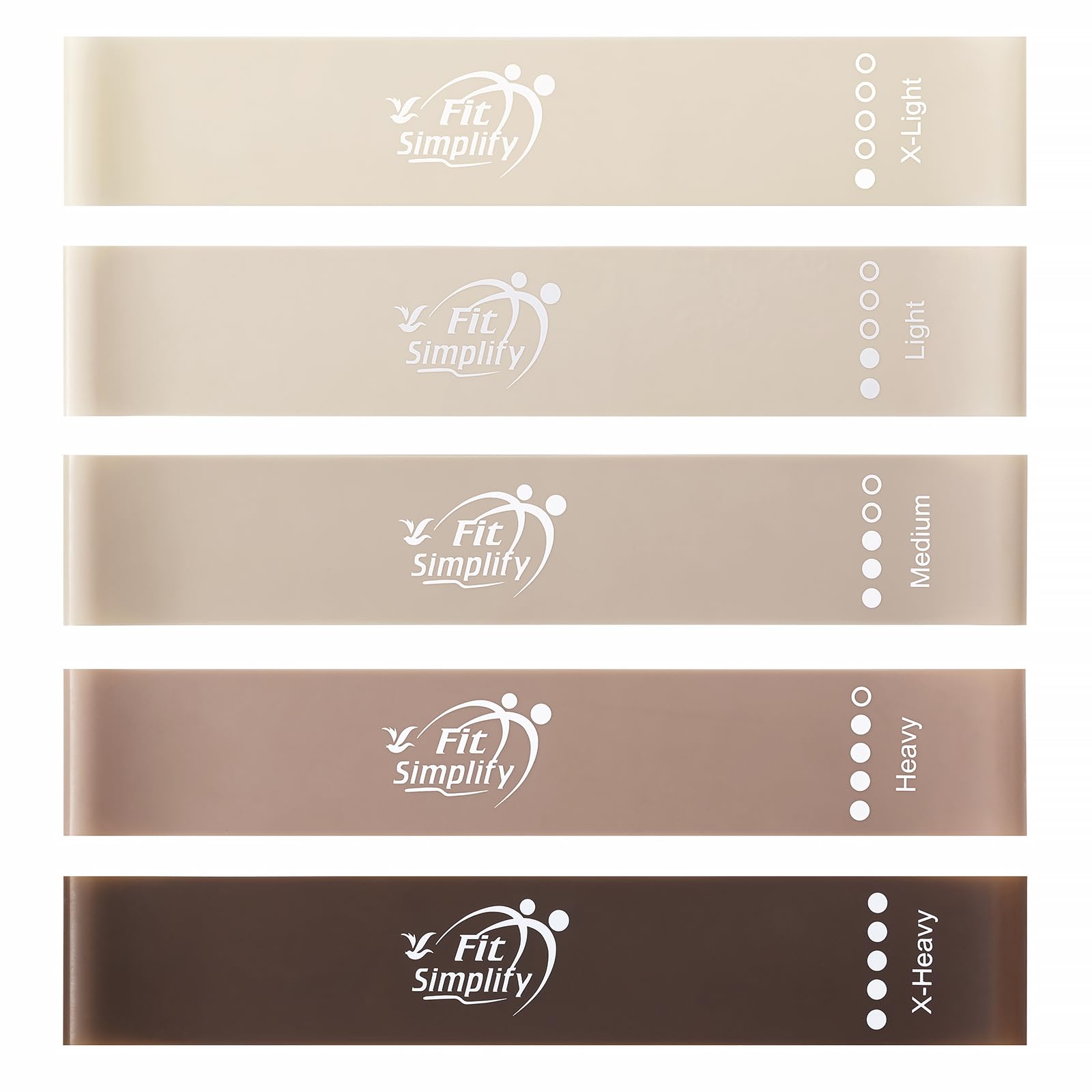 Fit Simplify Resistance Loop Exercise Bands with Instruction Guide and Carry Bag, Set of 5 Nirvana Guru