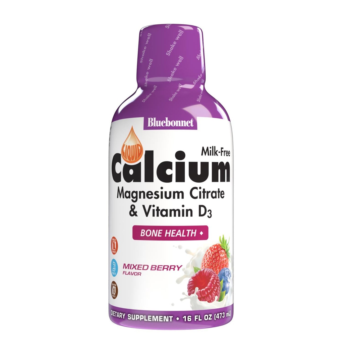 Bluebonnet Nutrition Liquid Calcium Citrate, Magnesium, Vitamin D3, Bone Health, Gluten Free, Soy Free, Milk Free, Kosher, 16 fl oz, 32 Servings, Mixed Berry Flavor Nirvana Guru