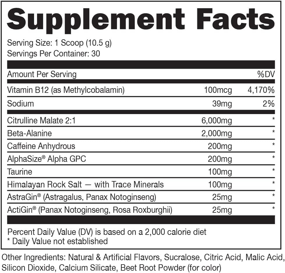 Bucked Up - Woke - HIGH STIM Pre Workout - Best Tasting - Focus Nootropic, Pump, Strength and Growth, 30 Servings (Strawberry Kiwi) Nirvana Guru
