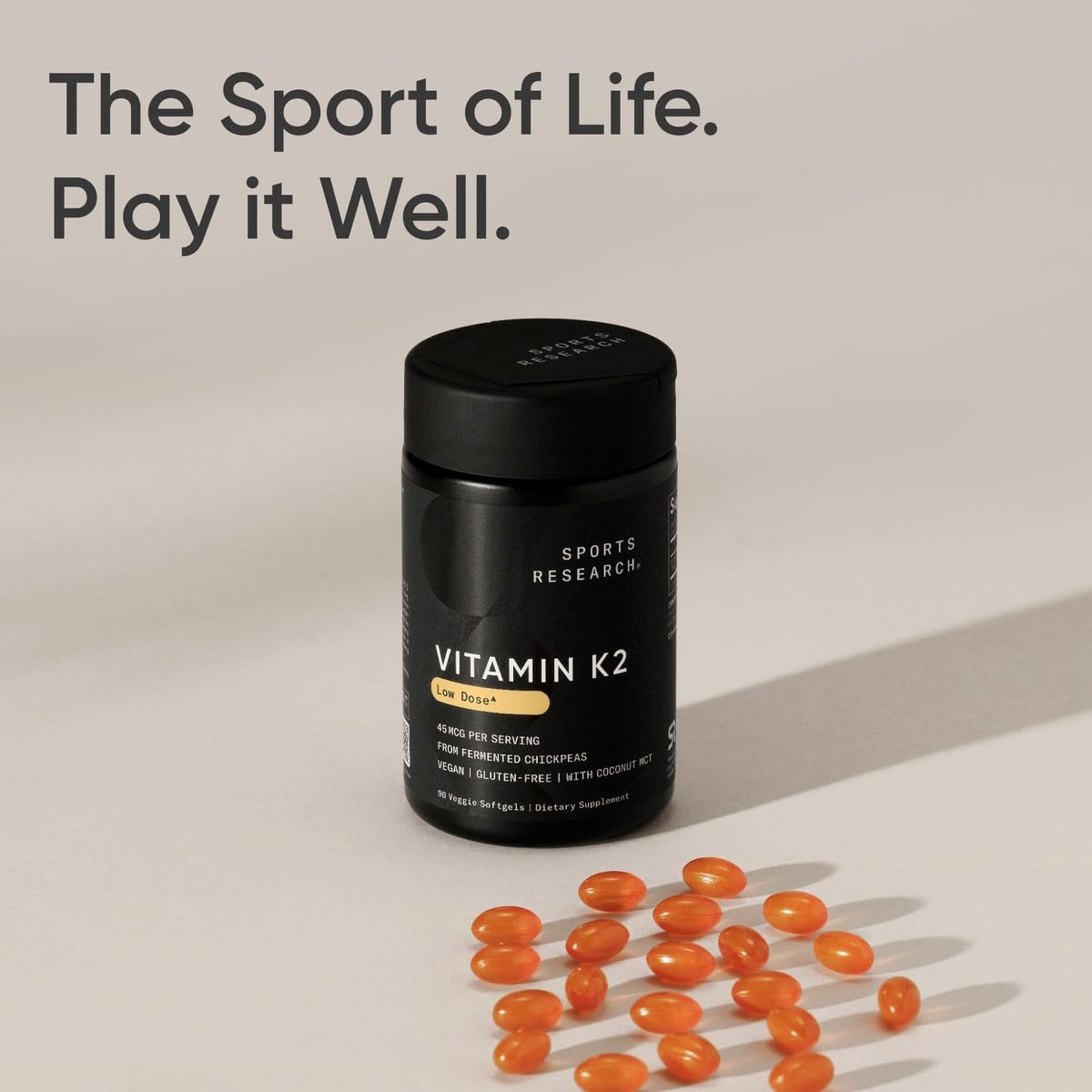 Sports Research Vitamin K2 as MK7 with Organic Coconut MCT Oil | Non-GMO Verified, Vegan Certified (60 Veggie-Softgels) - Nirvana Guru