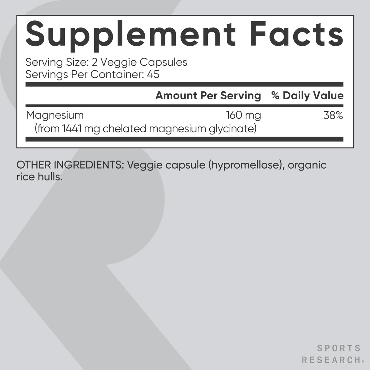 Sports Research® Magnesium Glycinate - Supports Restful Sleep & Enzymatic Processes - 160 mg Chelated Magnesium - Vegan Capsule - 90 Count - Nirvana Guru