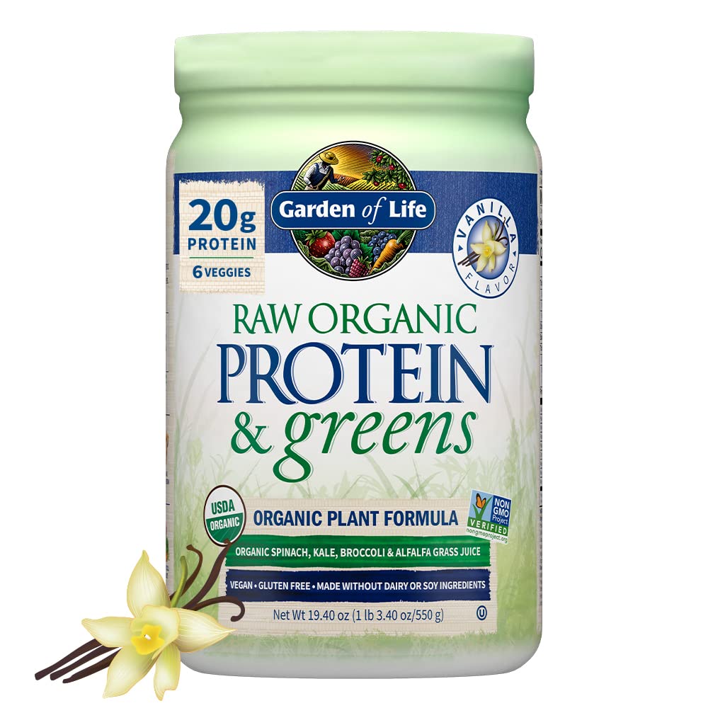 Garden of Life Raw Organic Protein & Greens - Vanilla - Vegan Protein Powder for Women and Men, Plant Protein, Pea Protein, Greens & Probiotics - Dairy Free, Gluten Free Low Carb Shake, 20 Servings - Nirvana Guru