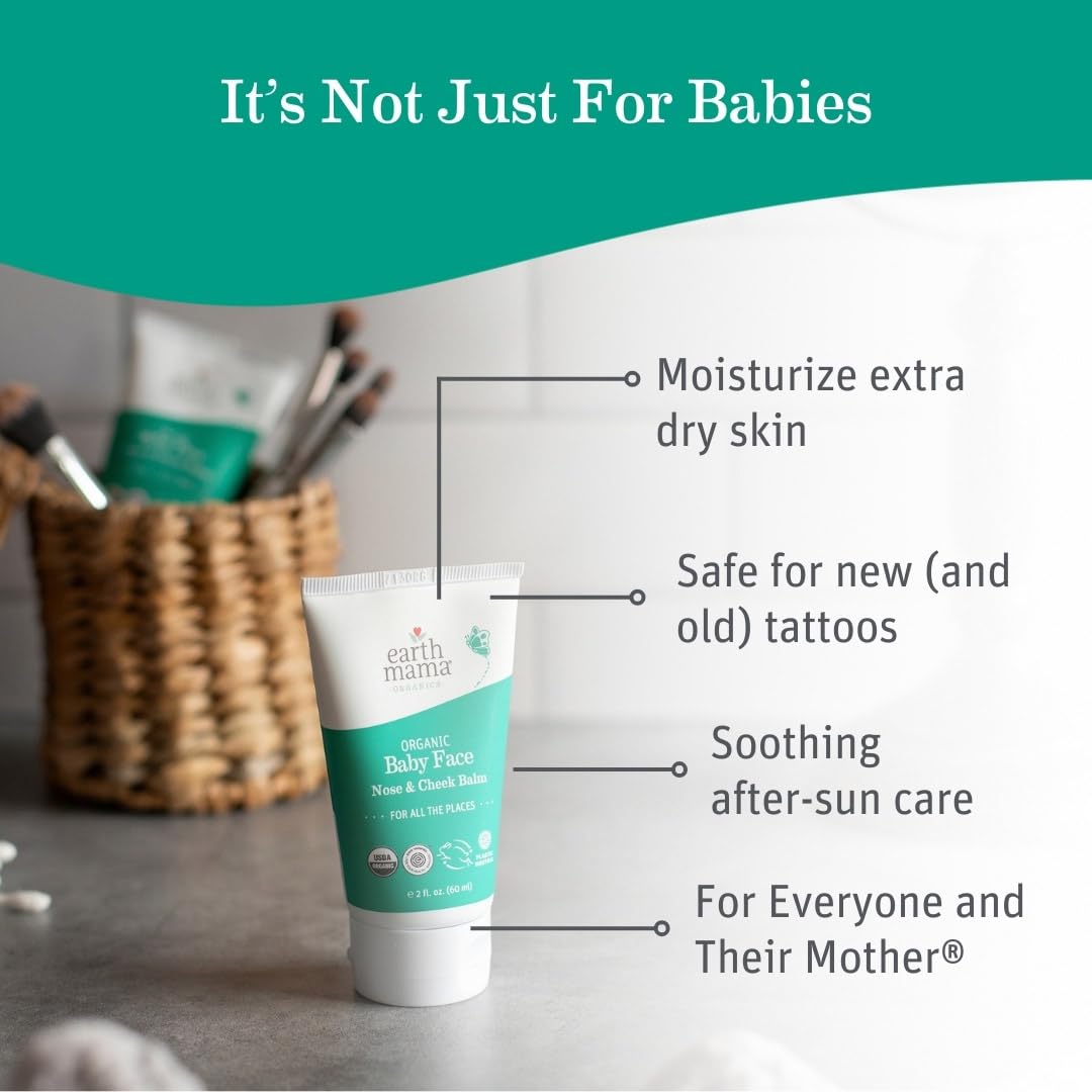 Earth Mama Organic Baby Face Nose & Cheek Balm | Moisturizer with Calendula Oil for Dry Skin Care, Natural Petroleum Jelly Alternative (2-Fluid Ounce) Nirvana Guru