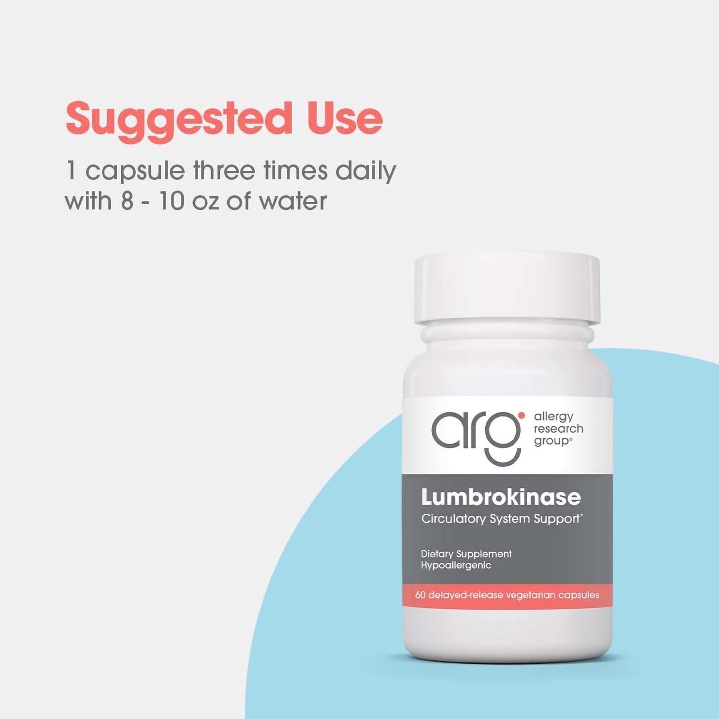 Allergy Research Group Lumbrokinase Supplement - Enzyme for Circulatory System Support, Supports Blood Circulation Already in The Normal Range, Cardiovascular Health - 60 Vegetarian Capsules Nirvana Guru