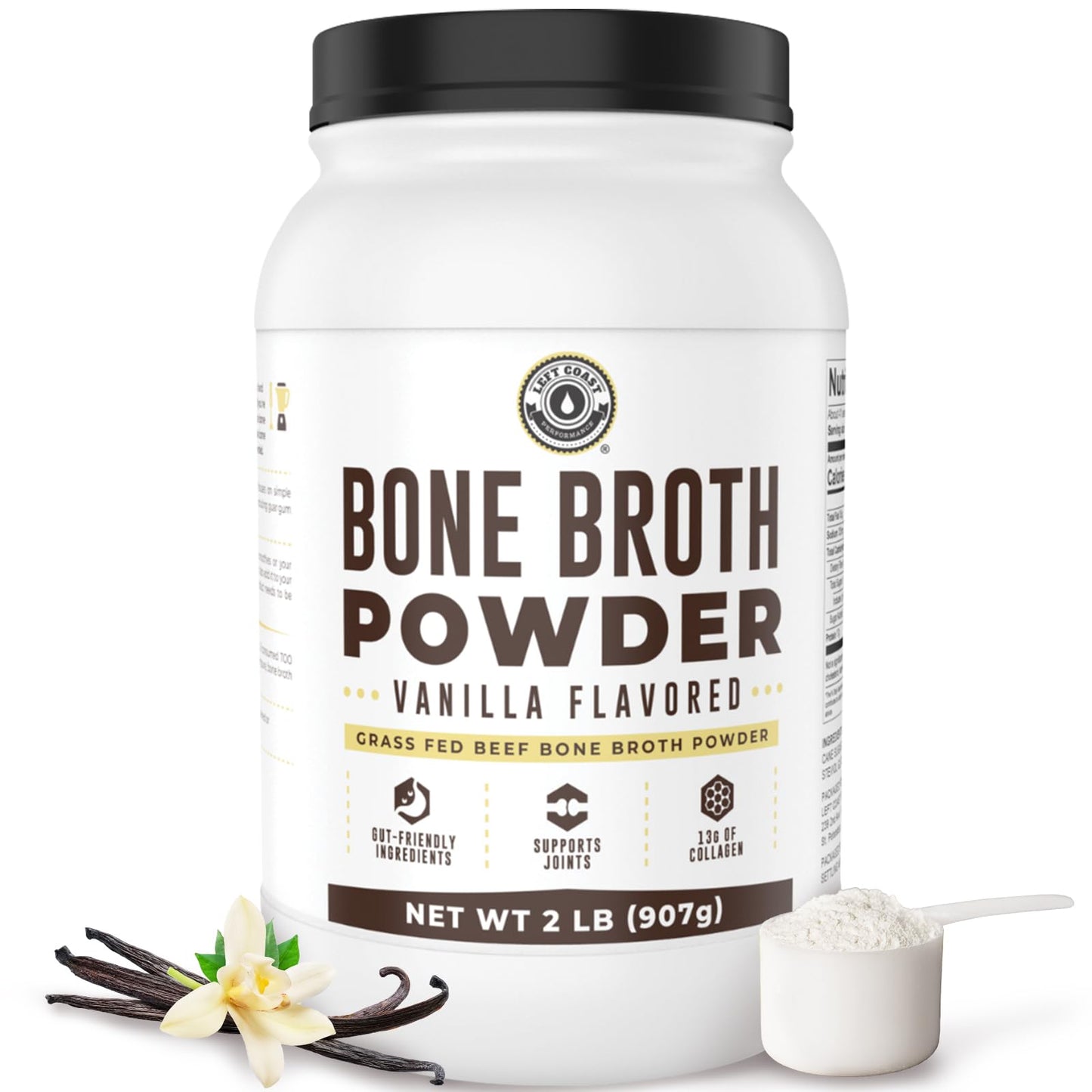 Bone Broth Protein Powder, Chocolate, Grass Fed 2lbs, 42 servings 16g protein, 13g Collagen. Low Carb, 2 net Carb, Dairy Free, Keto Friendly Bone Broth Protein Supplement with Collagen Types I & III - Nirvana Guru