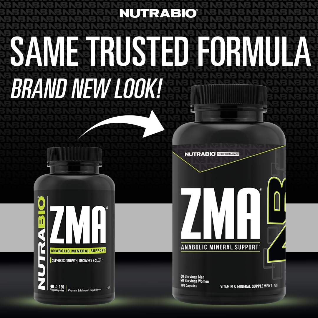 NutraBio ZMA Supplements for Men & Women- Zinc Magnesium Supplements to Support Hormone Levels -Sleep- Muscle Recovery-Immune Health 90 Count Nirvana Guru
