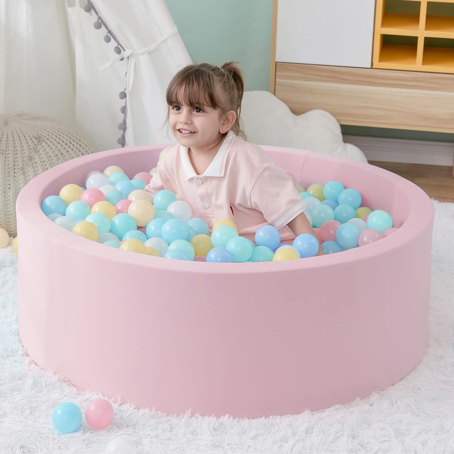 Foam Ball Pit, 35.4"x 11.8" Ball Pits for Toddlers, Soft Round Kiddie Baby Playpen Ball Pool for Kids, Ideal Gift for Babies Indoor and Outdoor Game, Grey, (Balls not Included) Nirvana Guru