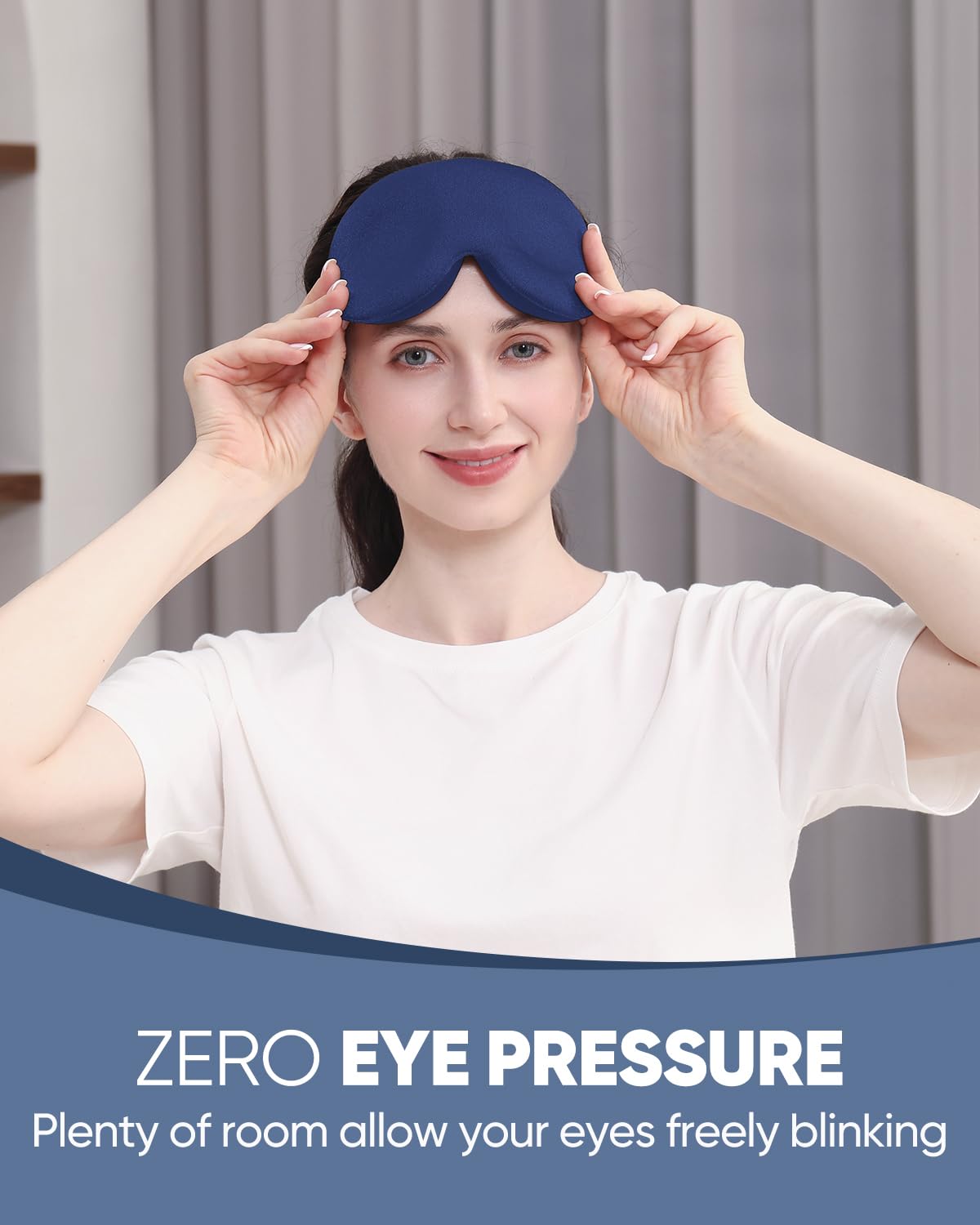 MZOO Sleep Eye Mask for Side Sleeper Men Women, Zero Eye Pressure 3D Sleeping Mask, Light Blocking Patented Design Night Blindfold, Soft Eye Shade Cover for Travel, Black