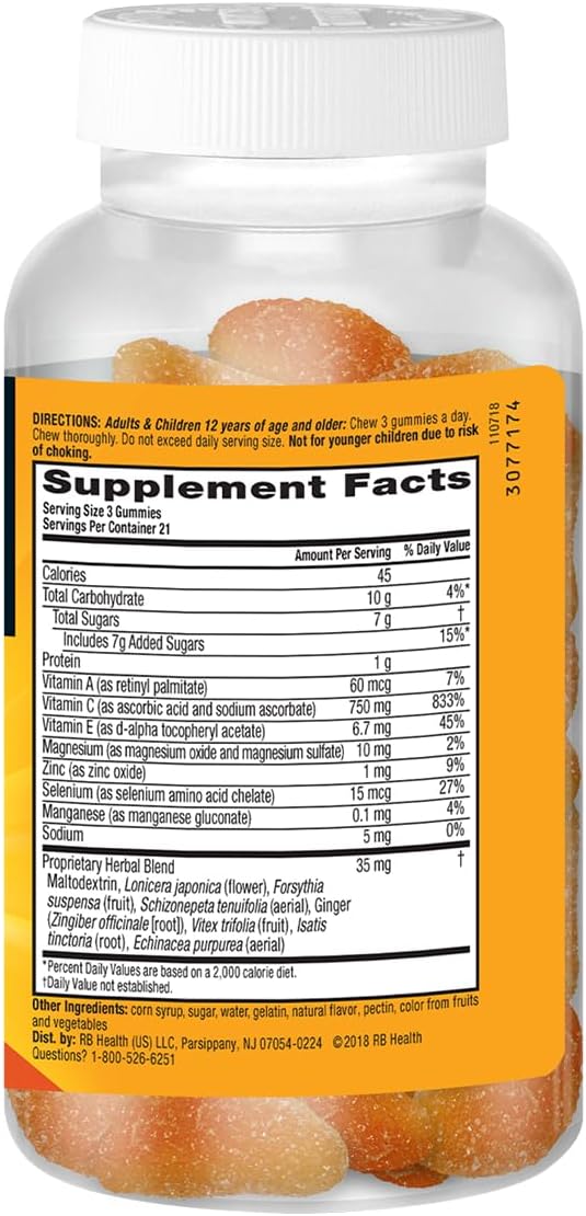 Airborne 750mg Vitamin C Immune Support Supplement Gummies for Adults, Zesty Orange Flavor, Gluten Free Crafted Blend with Powerful Antioxidants Vitamins A C & E, 63 Gummies (6 Pack) Nirvana Guru