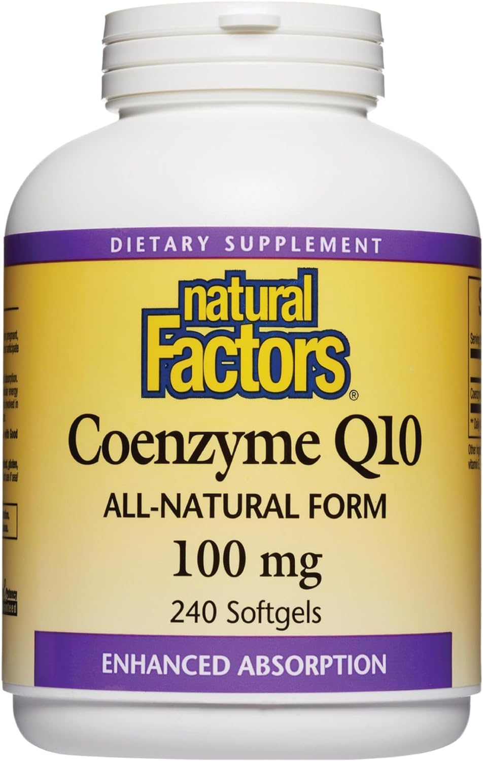 Natural Factors Coenzyme Q10 100 mg, Natural Coenzyme Q10 Supplement for Energy, Heart and Cognitive Support, 120 Softgels - Nirvana Guru