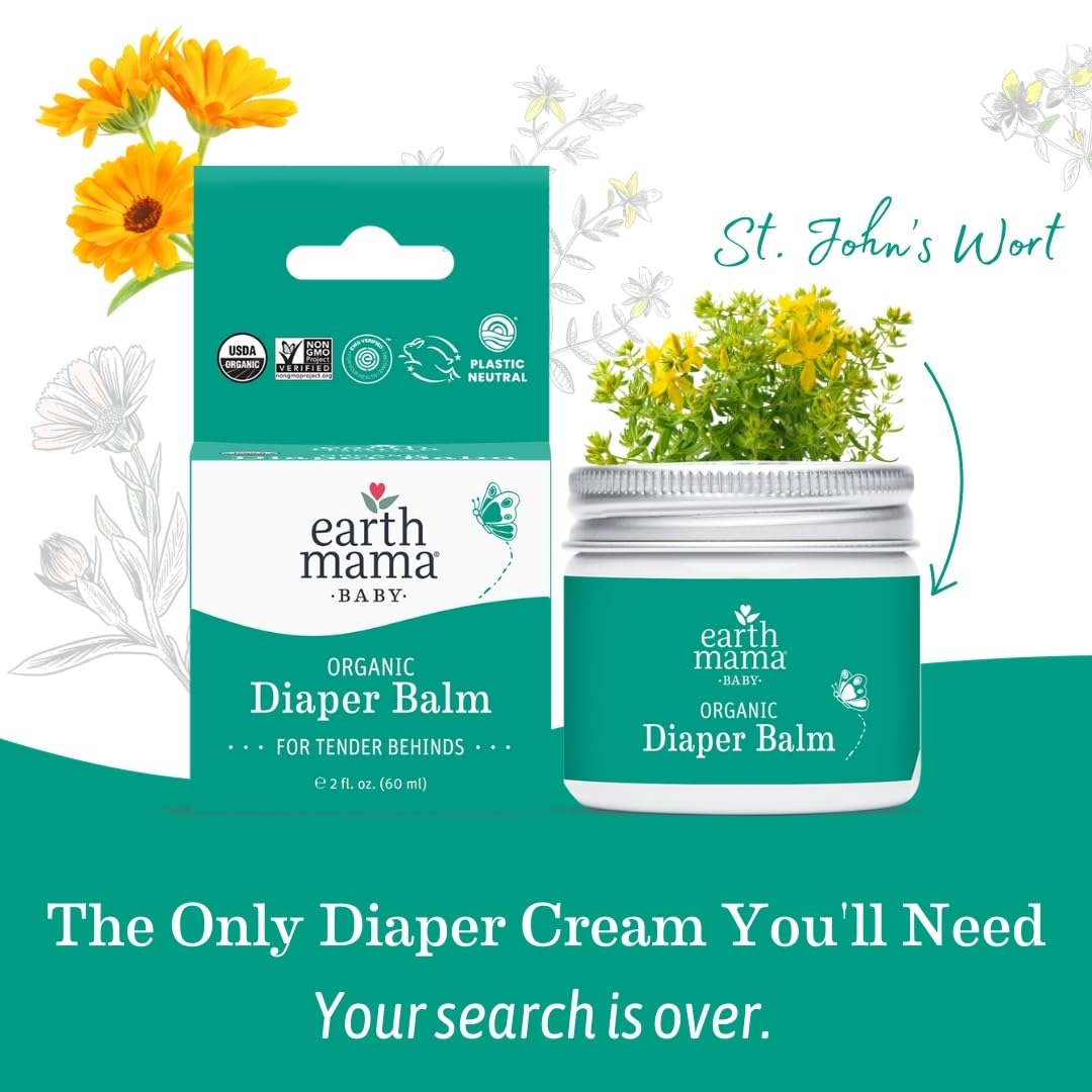 Earth Mama Organic Diaper Balm 2-Ounce | Diaper Cream for Baby | EWG Verified, Petroleum & Artificial Fragrance-Free with Calendula for Sensitive Skin (2-Pack) Nirvana Guru