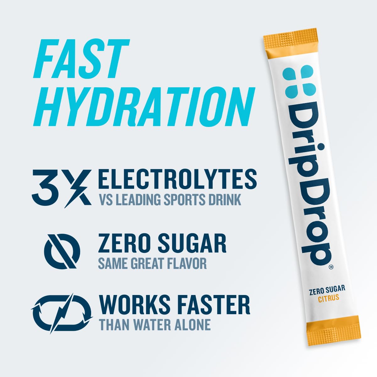 DripDrop Sugar Free Hydration Packets - Zero Classic Variety Pack - Single Serve Electrolytes Powder Drink Mix - Lemon Lime, Watermelon, Peach, Passion Fruit - Non-GMO, Gluten Free, Vegan - 32 Sticks