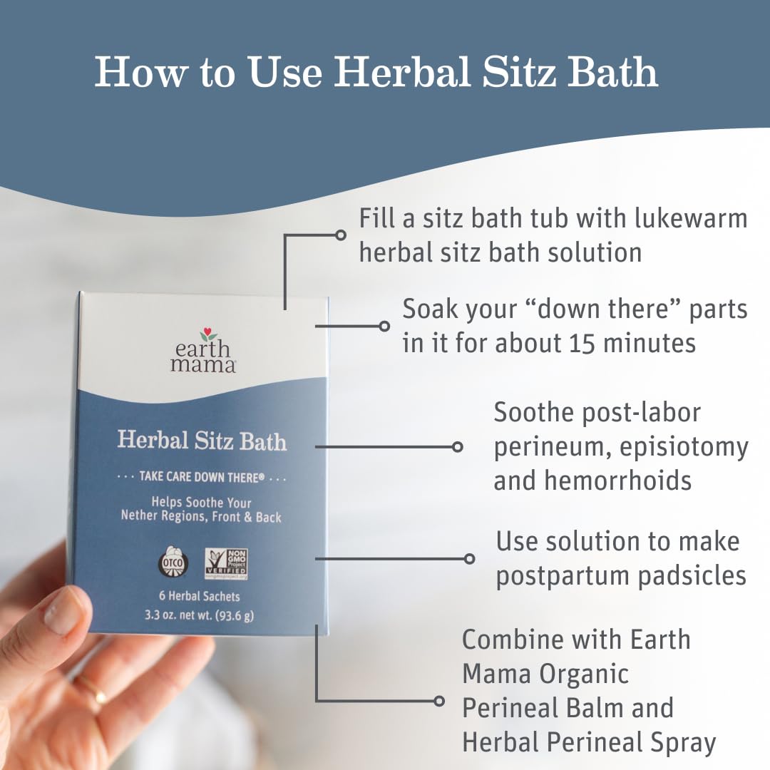 Earth Mama Postpartum Recovery Kit, Take Care Down There® Trifecta with Organic Perineal Balm, Sitz Bath & Herbal Peri Spray, 3-Piece Set Nirvana Guru