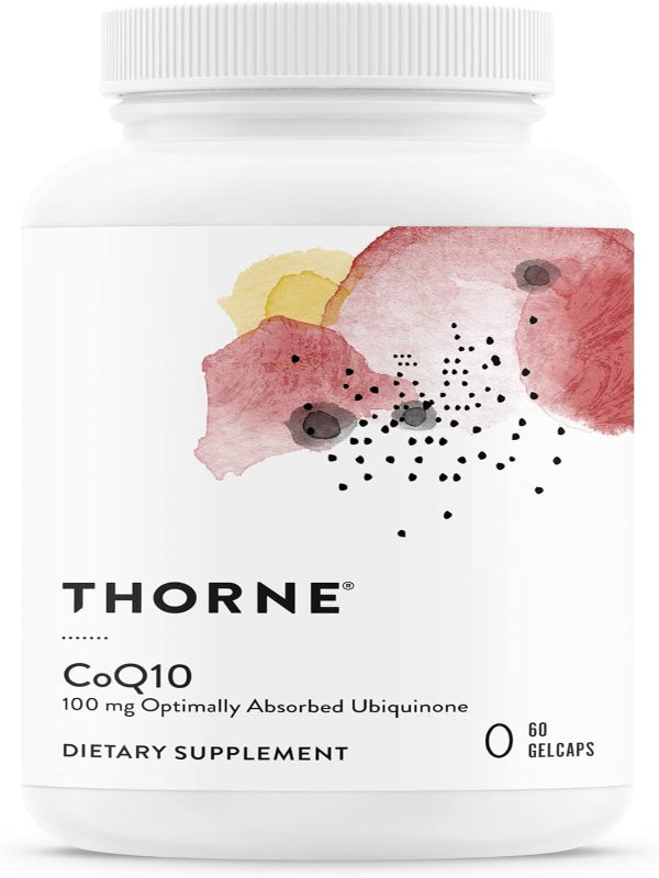 THORNE CoQ10 (Formerly Q-Best 100) - 100mg Optimally Absorbed Ubiquinone - Gluten-Free Dietary Supplement Support for Heart Health & Brain Function* - 60 Gelcaps - Nirvana Guru