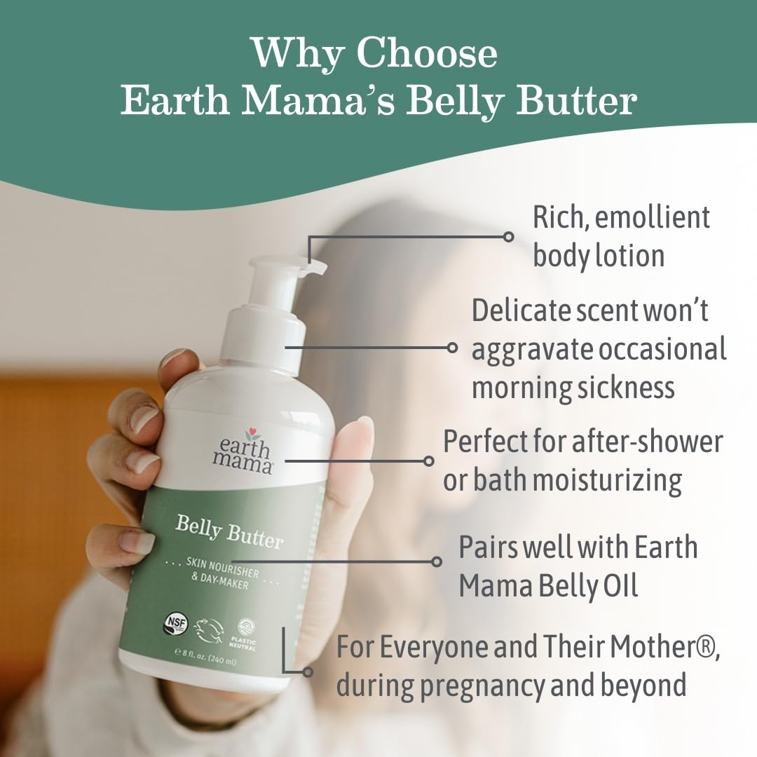 Earth Mama Belly Butter, Maternity Moisturizer for Dry Skin | Lotion for Pregnancy and Postpartum Recovery Self Care, Body Cream with Aloe, Fragrance Free, 8-Fluid Ounce Nirvana Guru
