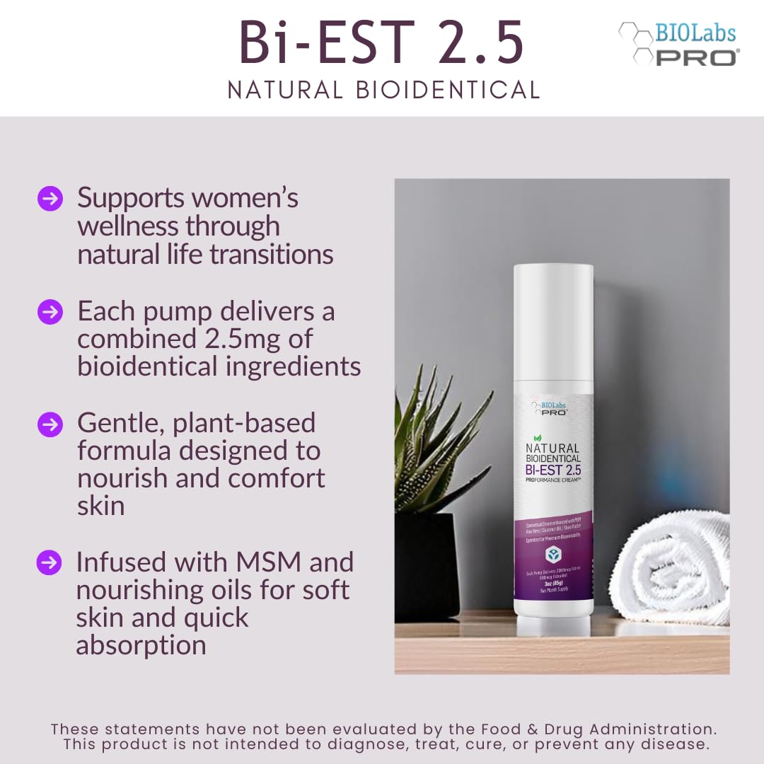 BioLabs PRO Natural Bioidentical Estro 2.5 Cream, Combo for Women Two Month Supply (Unscented-3oz) Nirvana Guru