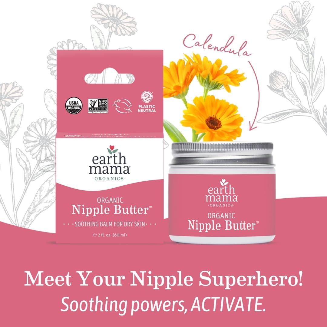 Earth Mama Organic Nipple Butter™ | Nipple Cream Safe for Breastfeeding | Postpartum Essentials for Nursing | Non Lanolin Nipple Cream, 2-Fluid Ounce Nirvana Guru
