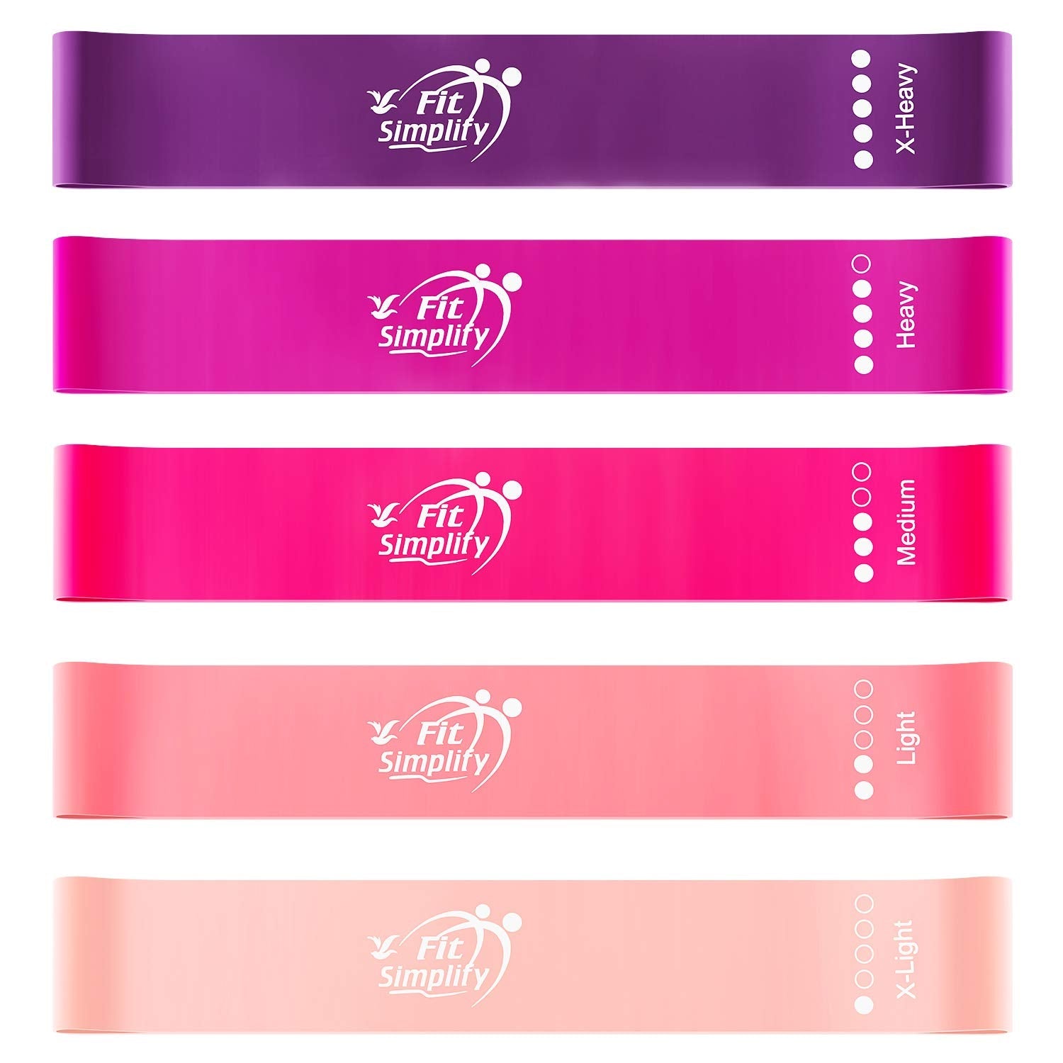 Fit Simplify Resistance Loop Exercise Bands with Instruction Guide and Carry Bag, Set of 5 Nirvana Guru