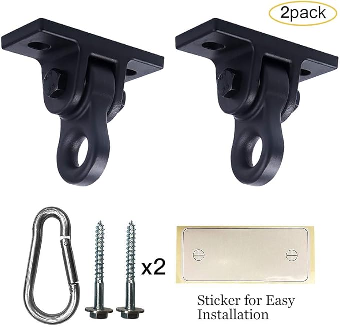 Heavy Duty Black Swing Hangers Screws Bolts Included Over 5000 lb Capacity Playground Porch Yoga Seat Trapeze Wooden Sets Indoor Outdoor 2 Pack Nirvana Guru