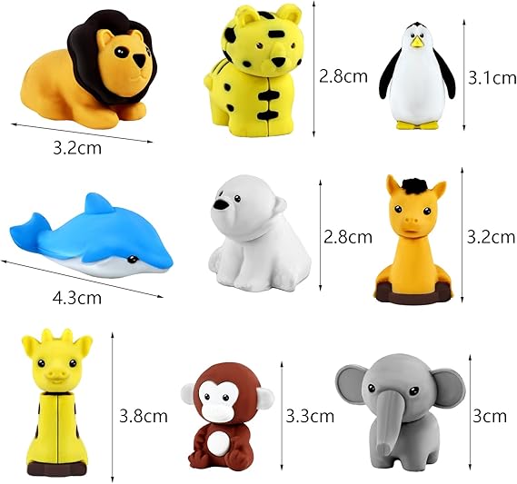 60Pcs Animal Erasers Desk Pets for Kids Animal Pencil Erasers Bulk Puzzle Eraser Toys Gifts for Classroom Prizes,Game Reward,Treasure Box,Easter Egg Fillers,Goodie Bag Stuffers,Party Favors nirvanaguru