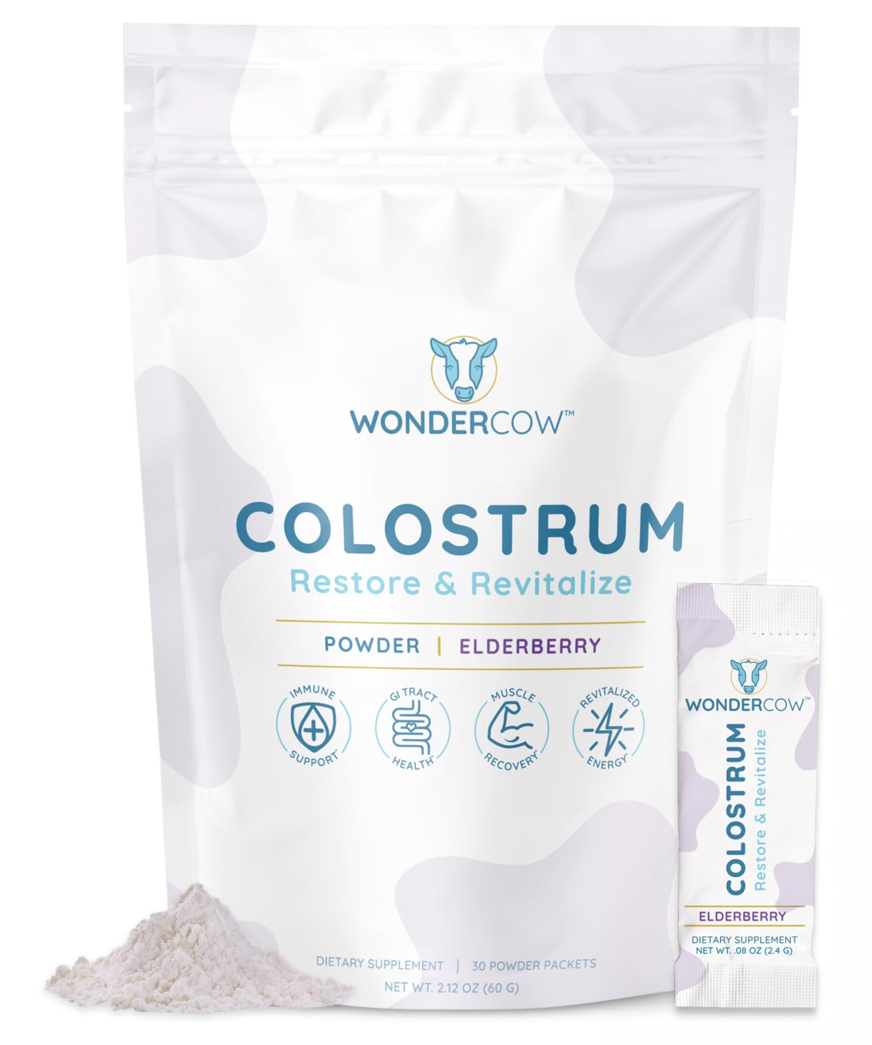 Colostrum Supplement Powder for Gut Health, Immune Support, Muscle Recovery & Wellness | Natural IgG Pure Whole Bovine Colostrum Superfood, Unflavored, 60 Servings Nirvana Guru