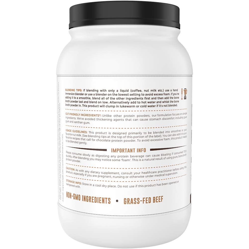 Bone Broth Protein Powder, Chocolate, Grass Fed 2lbs, 42 servings 16g protein, 13g Collagen. Low Carb, 2 net Carb, Dairy Free, Keto Friendly Bone Broth Protein Supplement with Collagen Types I & III - Nirvana Guru