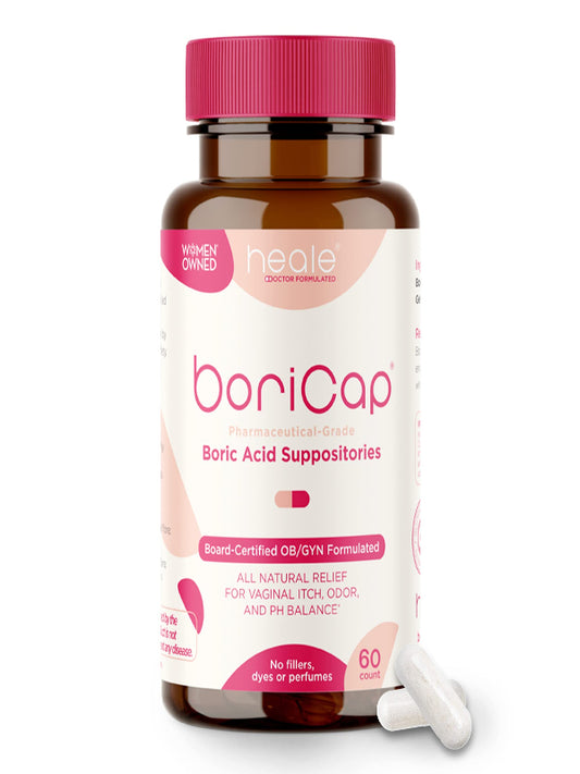 BoriCap - Boric Acid Suppositories for Women - 600 mg - Vaginal Health, Itch & Odor - Natural - Feminine Care - by Heale - Women Owned - Made in The USA - 90 Capsules