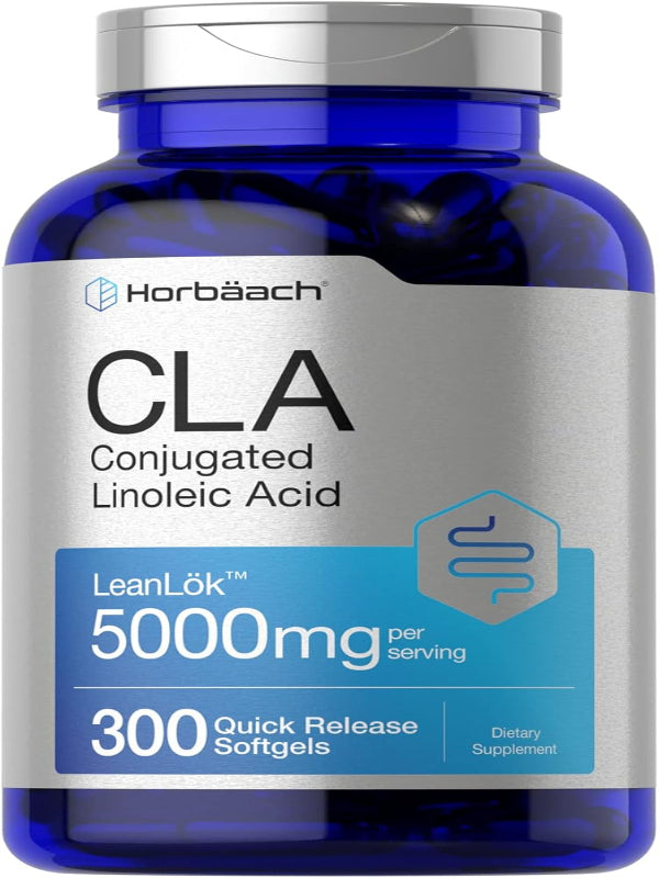 Horbäach CLA Supplement | 300 Softgel Pills | Maximum Potency | Conjugated Lineolic Acid from Safflower Oil | Non-GMO, Gluten Free - Nirvana Guru